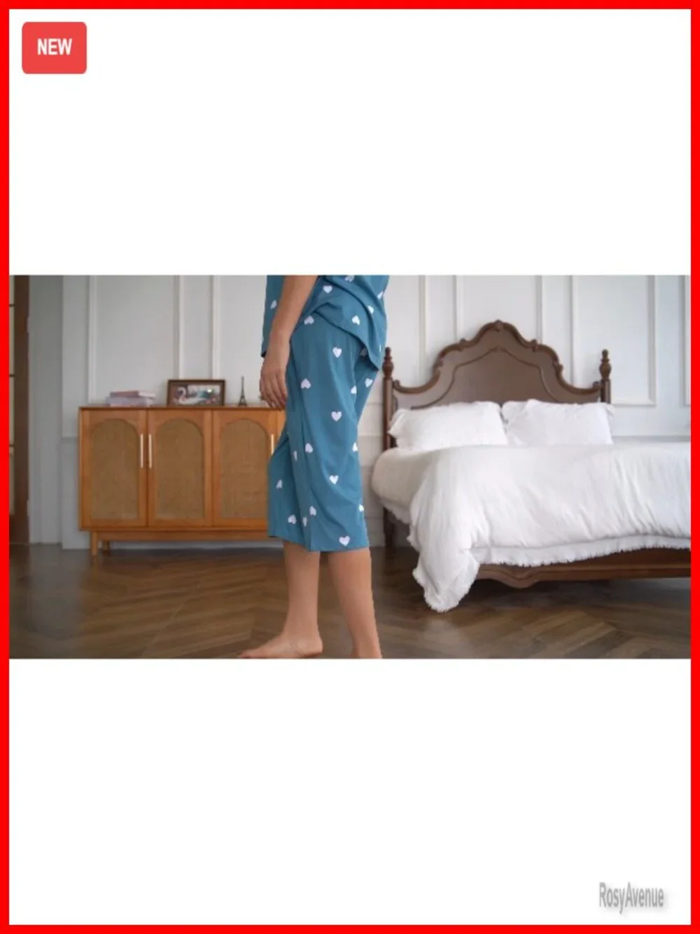 Cotton Blend Women's Pajama Set with Capri Pants Short Sleeve Top